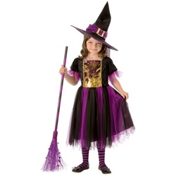 Metamorph Kostüm Color Magic Hexenkostüm für Kinder mit Wendepaille, Schönes Hexenkleid mit farbwechselnder Vorderseite lila