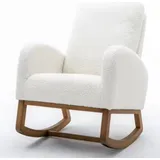 Famanu Schaukelsessel Teddystoff - Ergonomisch - Weiß