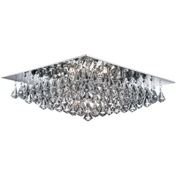 Design Decken Leuchte Glas Kristall Lampe Tropfen-Form Wohn Zimmer Beleuchtung ALU Strahler eckig