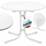 Beautissu Bistrotisch Outdoor Rund Ø 80 cm Wasserfest – Beistelltisch Balkontisch Wetterfest Gartentisch Rund Klappbar 70 cm hoch – Campingtisch Partytisch Esstisch Gastro – Weiß Bistroni