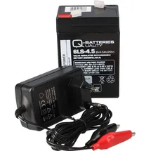 Q-Batteries Set - Bleiakku und Ladegerät - 6V 4,5Ah Q-Batteries Akku 0,6A Lader