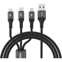 DUDAO USB-A auf Micro USB/USB-C/Lightning 1,2 m Schwarz