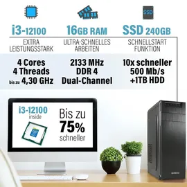 ipConfigure Multimedia-PC Intel Core i7 4790 4,0 GHz 16 GB RAM 240 GB SSD + 1 TB HDD Windows 11 Pro