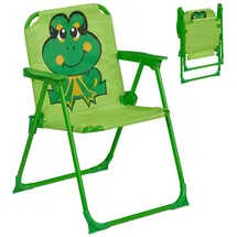 Relaxdays Campingstuhl Kinder Klappstuhl Dunkelgrün/Orange