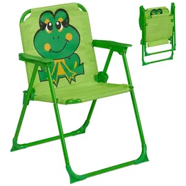 Relaxdays Campingstuhl Kinder Klappstuhl Dunkelgrün/Orange