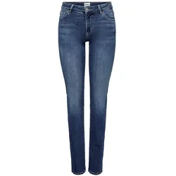 Only Damen Jeans ONLALICIA REG STRT DNM DOT879 Straight Fit Blau 15252212 Normaler Bund Reißverschluss W 25 L 30