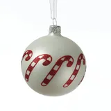 MARELIDA Christbaumkugel Zuckerstange Weihnachtskugel Glas D: 8cm matt weiß