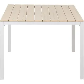 Beliani Gartentisch Beige und Weiß Kunstholz Quadratisch 95 x 95 cm für 4 Personen Modern Balkon Terrasse Outdoor Garten Ausstattung