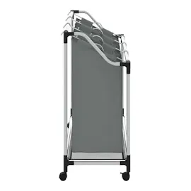 vidaXL Wäschekorb mit Rollen 3 Fächer Grau