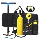 Tauchtank, Tauchflasche Ersatz Air Mini Tauchflasche Scuba Zylinder Mit 15 Bis 20 Minuten Tauchen Sauerstofftank Mit Pumpe Atem Unterwasser-Gerät (132 Breathe Times) Dive Ausstattungspakete,Gelb,1L