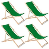 Liegestuhl Strandliege Gartenliege Sonnenliege 4 Stück / Buchenholz / Green
