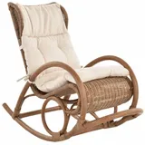 Krines Home Schaukelstuhl Luxor Schaukelstuhl Natur Rattan Schaukelsessel Relaxsessel, mit Polsterauflage braun