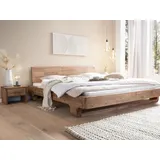 Woodkings Woodkings® Holzbett Sendai 180x200 Akazie gebürstet Holz rustikal mit Baumkanten - Holzkopfteil Schlafzimmer Möbel massiv Design Doppelbett Ehebett Balkenbett Echtholzmöbel