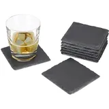 Relaxdays 72 x Getränkeuntersetzer Schiefer Anthrazit