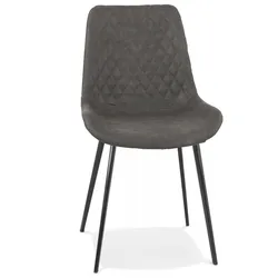 Mikrofaser Stuhl TAICHI Dunkelgrau 52x59x82 cm | Designer Esszimmerstuhl mit Metallbeinen | Moderner Stil | Robust und Langlebig | Kadima Design
