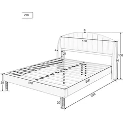 Merax Polsterbett 160x200 Ohrform Doppelbett aus Samt mit Kopfteil & Lattenrost Beige