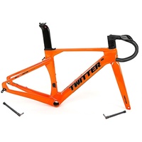 HIMALO 700C Carbon Rennrad Rahmensatz 46/48/50/52/54/56cm Rennrad Rahmen Scheibenbremse 100mm/142mm Steckachse Rahmen 90x420mm Lenker Interne Verlegung (Color : Orange, Size : 46CM)