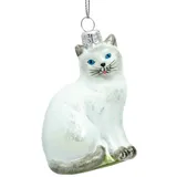 SIKORA Katze Glas Figur Weihnachtsbaum Anhänger - Premium Line, Variante:weiß