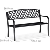 Relaxdays Gartenbank 10026115_0 schwarz Metall 127,5 cm