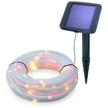 esotec Solar Lichtschlauch, 10m, 100 LEDs, warmweiß, Zuleitung 2m, Akku, Solarmodul, Erdspieß, Wintergarten, Außenlichterkette, Hochzeitsdeko, Weihnachtsbeleuchtung, außen, wetterfest, 102174