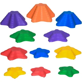 Outsunny Flußsteine 11er für Kinder Sprungbrett Trittsteine Balancespiel Rutschfest Stapelbar,