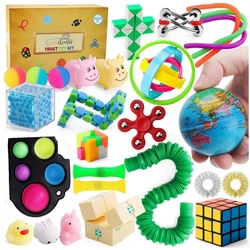 Coradoma Lernspielzeug Fidget Toys Set - Anti Stress Spielzeug Pop It Squishy Mochi Sensorik (27-St) braun