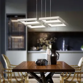 WOFI Led Hängeleuchte Pendelleuchte Led Deckenlampe dimmbar Höhenverstellbar, nickel matt, 1x Led 45 Watt 4300 lm warmweiß, H 150 cm, Wofi 6531.04.64.8000