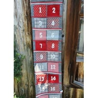 Adventskalender zum Befüllen Filz Rot Grau Patchworkoptik 166 H x 34 B