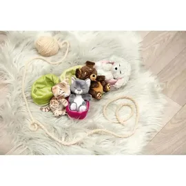 NICI 49747 - Sleeping Pets, Katze Bengal 12cm, schlafend im Körbchen (grün), Plüsch, GREEN