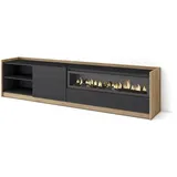 SKRAUT HOME Lowboard 207x50x37 cm Schwarz Eiche Holzwerkstoff