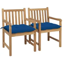 vidaXL Gartenstuhl 58 x 60 x 90 cm teak/blau 2 St. inkl. Kissen 3062755
