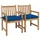 vidaXL Gartenstuhl 58 x 60 x 90 cm teak/blau 2 St. inkl. Kissen 3062755
