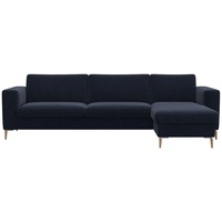 FLEXLUX Ecksofa »Fiore, super Sitzkomfort durch Kaltschaum im Sitz, L-Form«, breite Armlehnen, Kaltschaum, Füße Alu+ Eiche blau