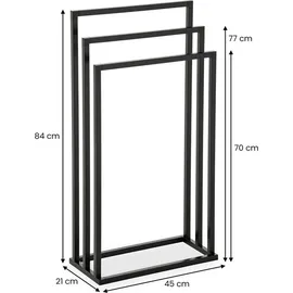 Idimex Handtuchhalter KUNO, schwarz lackiert - freistehender Badetuchhalter mit 3 Stangen, Handtuchständer aus Metall