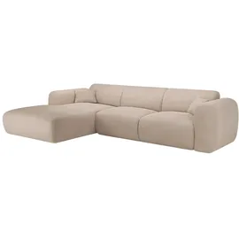 vente-unique Großes Ecksofa - Ecke links - Samt-Stoff - Beige - POGNI von Maison Céphy
