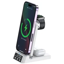 Lobwerk 4in1 induktive Ladestation Wireless Charger Ladegerät Digitaluhr Docking,