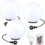 H4L Kugelleuchten Kugellampen RGB 3er Set Ø 40cm LED Außenleuchten Garten Lampe - Weiß