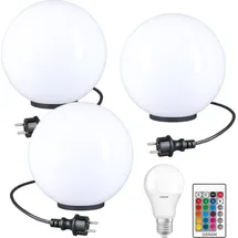 H4L Kugelleuchten Kugellampen RGB 3er Set Ø 40cm LED Außenleuchten Garten Lampe - Weiß