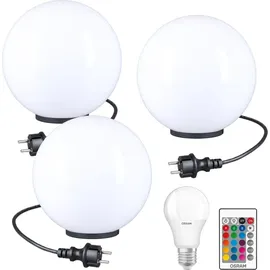 H4L Kugelleuchten Kugellampen RGB 3er Set Ø 40cm LED Außenleuchten Garten Lampe - Weiß