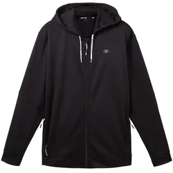TOM TAILOR Herren Atmungsaktive Sport-Sweatjacke, schwarz, Uni, Gr. S