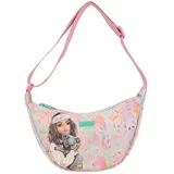 DEPESCHE 12793 TOPModel Wild - Kleine Halbmond Umhängetasche in Rosa, mit Model Motiv und buntem Tier Muster, Tasche mit verstellbarem Schultergurt