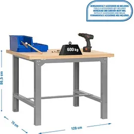 Simonrack Werkbank 600 kg, Grau)