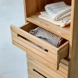 Tikamoon Teak Slats Hochschrank 41 x 180 x 41 cm Beige Massivholz