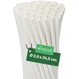 Wisefood® Strohhalme Papier [25 cm Ø 8] Party Deko [Weiß] alternative Strohhalme Plastik-frei für Geburtstag Hochzeit DIY [200 Stk.] für Cocktail Getränke Cola Energy Drink Wasser Limo BIO