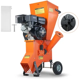 Vevor Holzhäcksler, Schredder und Mulcher, 12 PS Hochleistungs-Benzinmotor, 6,7 Zoll max. Durchmesser, 420 ccm, 8,6 kW Motor, Holzhäcksler, schnelles Holzhacken für Forstwirtschaft, Gärten, Landschaftsbau, CE/EMC-zertifiziert