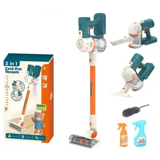 CLTYQ Kinder-Staubsauger 3-in-1-Kinder-Staubsauger,Spielzeugstaubsauger für Kinder ab 3 Jahren, mit Licht und Sound,Kinderstaubsauger mit Echter Saugfunktion grün