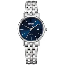 Quarzuhr CITIZEN, silber (silberfarben), Armbanduhren, Damen, Armbanduhr, Damenuhr, Edelstahlarmband, Datum