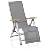 KETTLER CIRRUS Relaxsessel silber / anthrazit-grau mit Teak-Armlehne