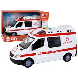 LEAN Toys Spielzeug-Auto Krankenwagen Rettungsdienst Fahrzeug Sounds Lichteffekte Spielzeug weiß