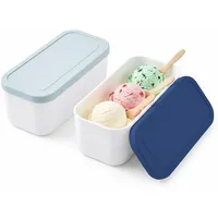 Tutamaz 2er-Set Eisbehälter für Speiseeis 2L, Eiscreme Behälter mit Deckeln, Gefrierdosen, Wiederverwendbare Gefrierbehälter für Sorbet Joghurt Desserts BPA-frei (A)